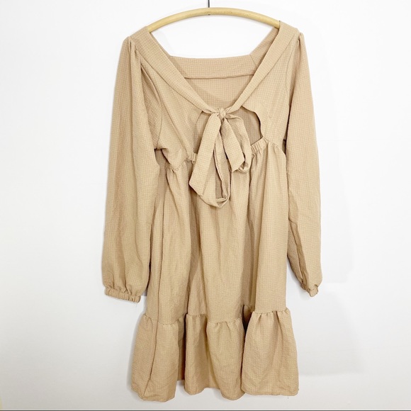 SUCREFAS Apricot Tiered Boho Dress with Back Cutout & Tie - Size M/L - Picture 9 of 16